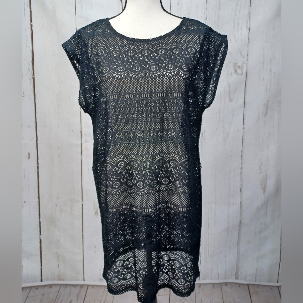 🦋 Merona Coverup Pool Beach  Sheer Black, size medium